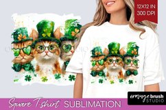 St. Patricks Day Square Tshirt Background - Cute Animals PNG Product Image 1
