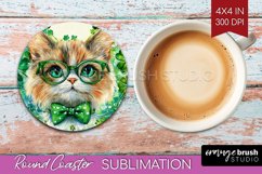 St. Patricks Day Round Coaster - Cute Animals Coaster PNG Product Image 1