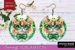 St. Patricks Day Round Earrings - Cute Animals PNG Product Image 1