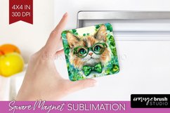St. Patricks Day Magnet Sublimation - Cute Animals Square Product Image 1
