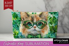 St. Patricks Day Cosmetic Bag - Cute Animals Makeup Bag PNG Product Image 1