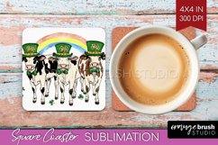 St. Patricks Day Square Coaster - Cute Animals Coaster PNG Product Image 1