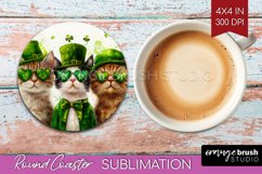 St. Patricks Day Round Coaster - Cute Animals Coaster PNG Product Image 1
