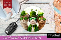 St. Patricks Day Car Coaster - Cute Animals Coaster PNG Product Image 1