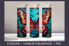 Stained Glass Butterfly Tumbler Wrap Sublimation Product Image 2