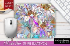 Stained Glass Flowers Mouse Pad Sublimation - Floral PNG Product Image 1