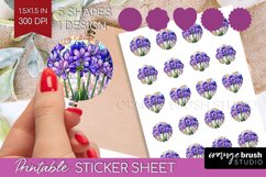 Stained Glass Flowers Round Sticker - Floral Printable Sheet Product Image 1