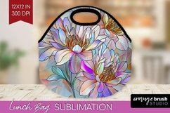 Stained Glass Flowers Lunch Bag - Floral Lunch Bug PNG Product Image 1