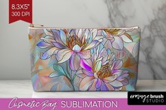 Stained Glass Flowers Cosmetic Bag - Floral Makeup Bag PNG Product Image 1