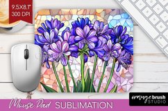 Stained Glass Flowers Mouse Pad Sublimation - Floral PNG Product Image 1