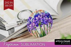 Stained Glass Flowers Keychain PNG - Floral Keychain Product Image 1