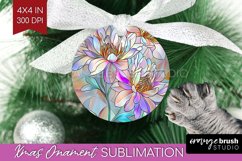Stained Glass Flowers Ornament PNG - Floral PNG Sublimation Product Image 1