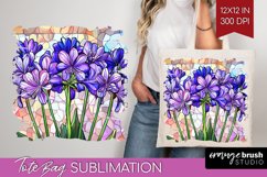 Stained Glass Flowers Tote Bag - Floral Tote Bag PNG Product Image 1