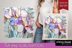 Stained Glass Flowers Tote Bag - Floral Tote Bag PNG Product Image 1