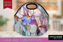 Stained Glass Flowers Lunch Bag - Floral Lunch Bug PNG Product Image 1