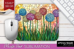 Stained Glass Flowers Mouse Pad Sublimation - Floral PNG Product Image 1