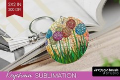 Stained Glass Flowers Keychain PNG - Floral Keychain Product Image 1