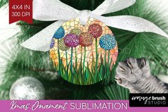Stained Glass Flowers Ornament PNG - Floral PNG Sublimation Product Image 1