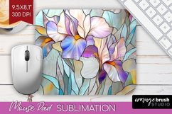 Stained Glass Flowers Mouse Pad Sublimation - Floral PNG Product Image 1