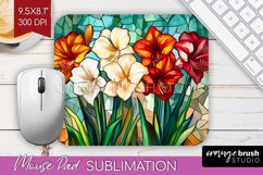 Stained Glass Flowers Mouse Pad Sublimation - Floral PNG Product Image 1