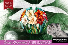 Stained Glass Flowers Ornament PNG - Floral PNG Sublimation Product Image 1