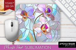 Stained Glass Flowers Mouse Pad Sublimation - Floral PNG Product Image 1