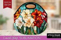 Stained Glass Flowers Lunch Bag - Floral Lunch Bug PNG Product Image 1