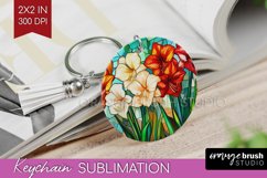 Stained Glass Flowers Keychain PNG - Floral Keychain Product Image 1