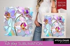Stained Glass Flowers Tote Bag - Floral Tote Bag PNG Product Image 1