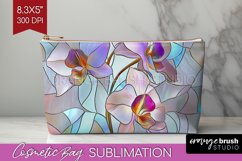 Stained Glass Flowers Cosmetic Bag - Floral Makeup Bag PNG Product Image 1