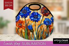 Stained Glass Flowers Lunch Bag - Floral Lunch Bug PNG Product Image 1