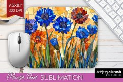 Stained Glass Flowers Mouse Pad Sublimation - Floral PNG Product Image 1