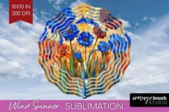 Stained Glass Flowers Wind Spinner Sublimation PNG - Floral Product Image 1