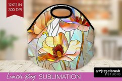 Stained Glass Flowers Lunch Bag - Floral Lunch Bug PNG Product Image 1