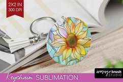 Stained Glass Flowers Keychain PNG - Floral Keychain Product Image 1