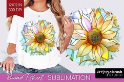Stained Glass Flowers Round Tshirt Background - Floral PNG Product Image 1