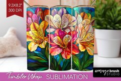 Stained Glass Flowers Tumbler Wrap - Floral Tumbler PNG Product Image 1