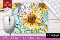 Stained Glass Flowers Mouse Pad Sublimation - Floral PNG Product Image 1
