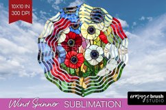 Stained Glass Flowers Wind Spinner Sublimation PNG - Floral Product Image 1