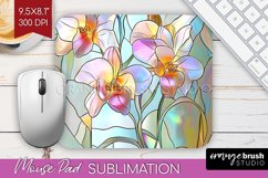Stained Glass Flowers Mouse Pad Sublimation - Floral PNG Product Image 1