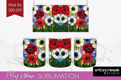 Stained Glass Flowers Mug Wrap - Floral Mug PNG Sublimation Product Image 1