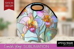 Stained Glass Flowers Lunch Bag - Floral Lunch Bug PNG Product Image 1