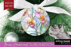 Stained Glass Flowers Ornament PNG - Floral PNG Sublimation Product Image 1