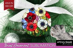 Stained Glass Flowers Ornament PNG - Floral PNG Sublimation Product Image 1