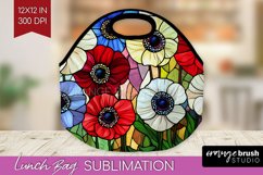 Stained Glass Flowers Lunch Bag - Floral Lunch Bug PNG Product Image 1