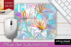 Stained Glass Flowers Mouse Pad Sublimation - Floral PNG Product Image 1