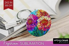 Stained Glass Flowers Keychain PNG - Floral Keychain Product Image 1