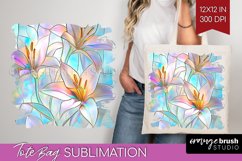 Stained Glass Flowers Tote Bag - Floral Tote Bag PNG Product Image 1