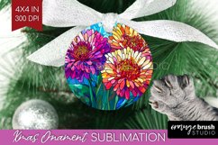 Stained Glass Flowers Ornament PNG - Floral PNG Sublimation Product Image 1