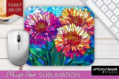 Stained Glass Flowers Mouse Pad Sublimation - Floral PNG Product Image 1